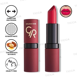 BARRA DE LABIOS MATE "VELVET MATTE" 4,2g | GOLDEN ROSE - Imagen 1